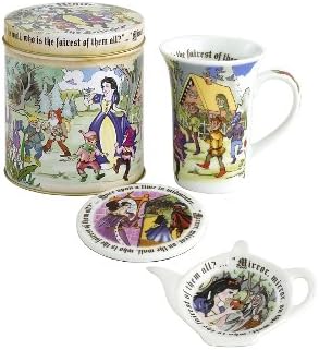 Cardew Snow White 14-Ounce Mug, Coaster, Tea Bag Rest and Tin Set