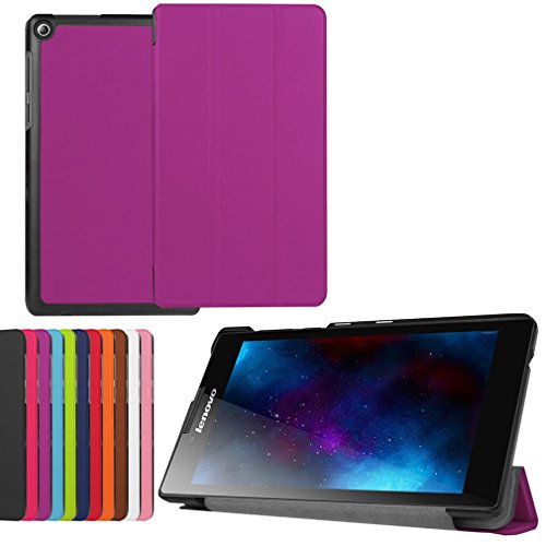 SZHTSWU® für Lenovo Tab2 A7-20F Hülle, Ultra Dünn PU Leder Shell Tablette Case Schutzhülle Flip Leder Tasche mit Ständer Etui für Lenovo Tab 2 A7-20 (7 Zoll) Tablet-PC (Lila)