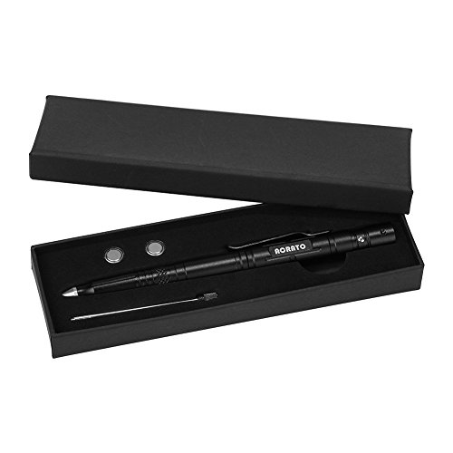 ACRATO Aluminium Tactical Pen Kubotan Kugelschreiber mit Glasbrecher und LED Lampe zur Selbstverteidigung Campingwerkzeug Militärwerkzeug Multifunktional Schwarz - 7