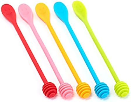 LittleDi 2 Pcs Long Handle Silicone Honey Dipper Stirring Stick Mixing Spoon Drizzler Kitchen Stirrer Server for Honey Jar Mixing Stick (Color Random)