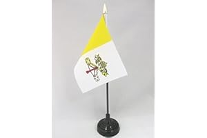 AZ FLAG - Tischflagge Vatikanstadt - 15x10 cm Goldene Splitze - Staat Vatikanstadt Tischfahne 10 x 15 Cm - Flaggen