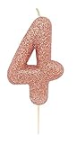 Con Purpurina Número de Vela CREATIVE PARTY Age 4 Glitter Numeral Moulded Pick Candle Rose Gold