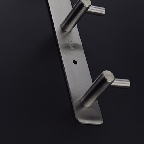 RONYES Hakenleiste Kleiderhaken Edelstahl rostfrei Wandgaderobe Handtuchhalter Garderobenhaken Wandhaken Mehrzweckhaken gebürstet ca. 10kg belastbar 3.8mm dick (5 Haken (384mm)) - 4