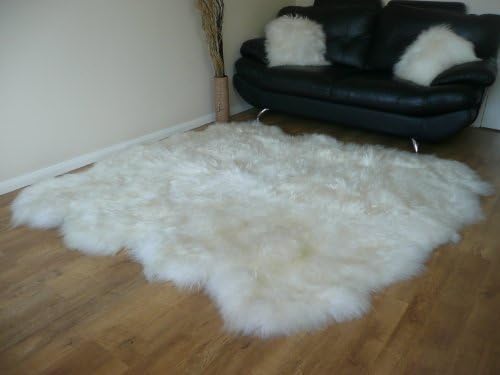 MILABERT NATURAL GENUINE OCTO ICELANDIC SHEEPSKIN RUG CREAMY WHITE - SUPER SOFT TOUCH
