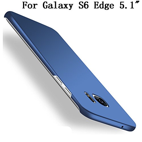 Galaxy S6 Edge Case,Heyqie[Skin Touch Feel] Ultra-Thin Metallic Texture Anti-Fingerprint/Skid/Fade PC Back Phone Cover Case for Samsung Galaxy S6 Edge G9250 G925A G925V G925F G925M - Blue