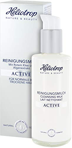 Heliotropo Natural cosmético Active Leche limpiadora, elimina suavemente, pero Conciencia de maquillaje y suciedad, sin auszutrocknen, pflanzlicher Agente activo complejo Vegano, 120 ml