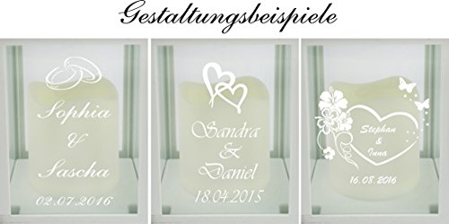 Sehr schöne weiße LED Laterne inkl. Wunschgravur, Wunschtext. Die Geschenkidee! z.B.zur Hochzeit, Geburtstag, - 5