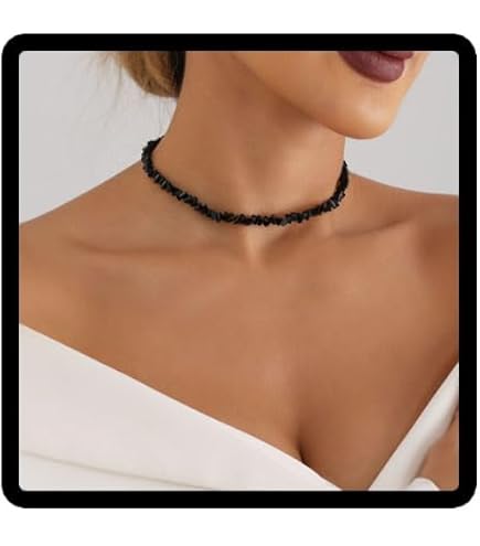 Collana Girocollo Cuore Con Perle Di Onice Nero – Gioiello Vintage In Cristallo E Smalto Bianco Per Donna