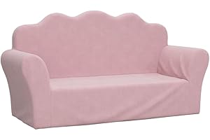 vidaXL Divano per Bambini a 2 Posti Rosa in Morbido Peluche