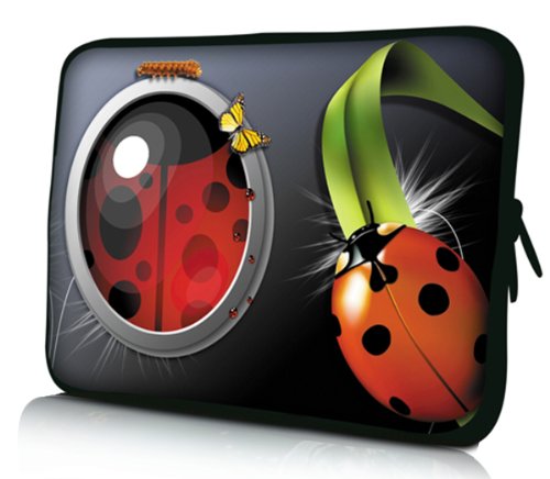 Luxburg® Design Laptoptasche Notebooktasche Sleeve für 17,3 Zoll (auch in 10,2 Zoll | 12,1 Zoll | 13,3 Zoll | 14,2 Zoll | 15,6 Zoll | 17,3 Zoll) , Motiv: Marienkäfer, Raupe und Schmetterling