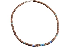 Textiles 4 Home Men’s Beaded Surfer Necklace Wooden and Various Stone Beads African Bead Beach Necklace