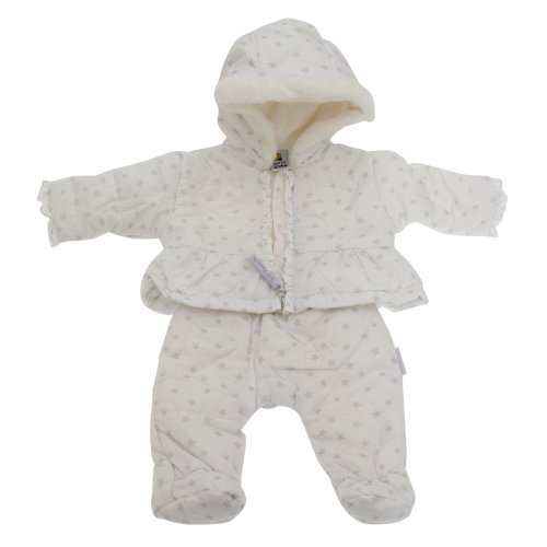 Baby Unisex Star Pattern Detachable Hooded Winter Snowsuit (0-3 Months) (White)