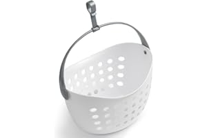 culiclean Cestino per Mollette da Bucato – Porta Mollette Bucato da Esterno – Organizer Senza Mollette – Cestino Mollette per Biancheria – bianco/manico grigio