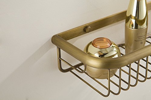 Hiendure® 30cm Messing Wandhalterung Duschkörbe Badezimmer Bad Dusche Korb Regal, Antikmessing - 4
