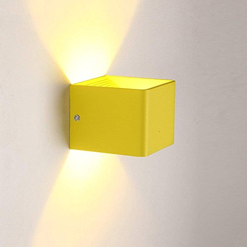 Preisvergleich Produktbild HBA Einfache, Moderne LED-Wandleuchte, Schlafzimmer Wohnzimmer Balkon Treppe Beleuchtung Wandleuchte, Kinder Lernen Lesen Wandleuchte (Cube) (Farbe: Zitrone Gelb)