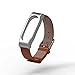 Produktbild Pinhen Xiaomi Mi Band 2 Armband Silikon Ersatz Armband Bracelet Handgelenk Band Metall Leder Gurt für Mi Band 2 Smart MiBand Ersatz-Zubehör (MiBand 2 Leather Brown)