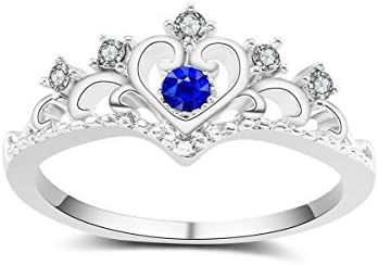Ladies Retro Electroplating Crown Rings Alloy Holiday Gifts Ring Mosaic Jewelry,Blue-7