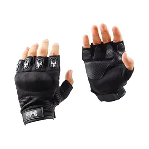 Steelbird Half Finger Bike Riding Gloves, Protective Off-Road Motorbike Racing (Large,