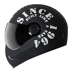 Steelbird SB-50 Adonis Tank Full Face Graphic Helmet Motorbike Helmet (Medium 580MM, Matt Black White with Clear Visor and Extra Smoke Visor)