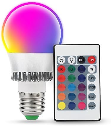 XJLED RGB E27 Guided Light Bulb, Colour Change High Brightness AC85-265 V, Spotlight with a Remote Control, Decorative Lighting (5 Watt E27), 5W E27 5.00 watts