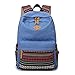 Produktbild Outdoor Schultasche Printed Rucksack Weiblichen Reise Sport Rucksack Leinwand Nationalen Wind Reißverschluss Student Rucksack Sky Blue