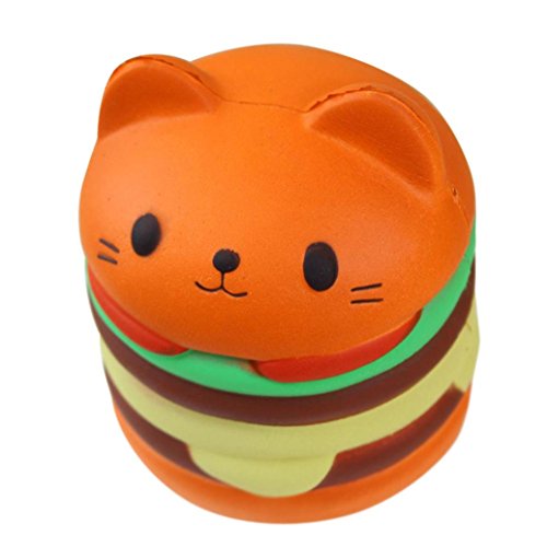 Preisvergleich Produktbild Niedriger Widerstand Squishy Stressabbau Ball Zappeln Übung Spielzeug Dekompression Ostern Telefon Gurt Spielzeug Jumbo Cartoon Katze Hamburger Spielzeug (F)