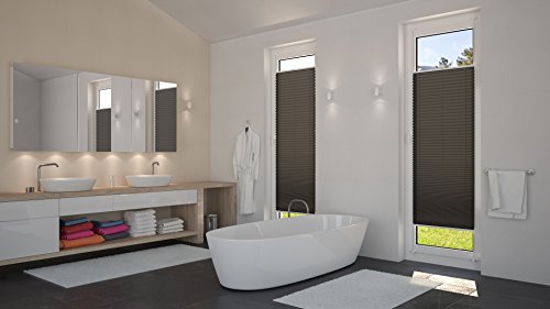 DecoProfi PLISSEE anthrazit/schwarz, verspannt, Breite 80cm x 220cm (max. Gesamthöhe Fensterflügel), mit Klemmträger / Klemmfix / ohne Bohren - 8