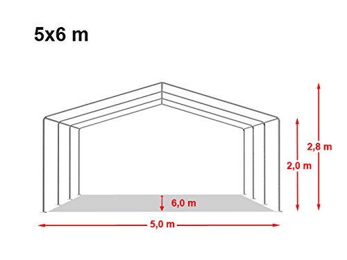 Hochwertiges Partyzelt 5×6 6×5 m Pavillon Zelt 240g/m² PE Plane Gartenzelt Festzelt Bierzelt ! Stahlkonstruktion ! Wasserdicht! Inkl. Seitenteile + Giebelteile ! weiß - 7