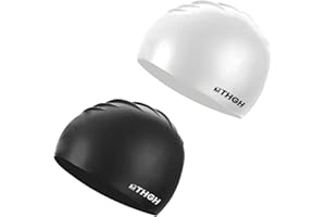 MTHGH [2 pièces] Bonnet de Bain Grand pour Adultes, Bonnet de Natation en Silicone Femmes et Hommes Unisexe, Bonnets Piscine pour Cheveux Longs