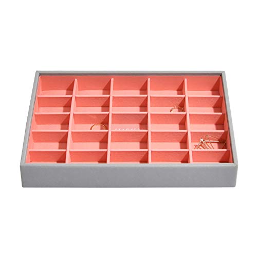 Stackers by LC Designs STACKERS 'CLASSIC SIZE' Dove Grey 25 Section STACKER Jewellery Box with Coral Lining.
