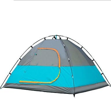 3-4 persons Tent Double Fold Tent Two Rooms Camping Tent 2000-3000 mm Fiberglass Oxford Waterproof Portable-Hiking Camping , blue