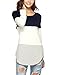 Produktbild Lylafairy Gestreift Oberteil, Damen Langarm Gestreift Strick Lose Oversize Bluse Langshirt T-Shirt Hemd Oberteil Tops (42, Navy Blau)