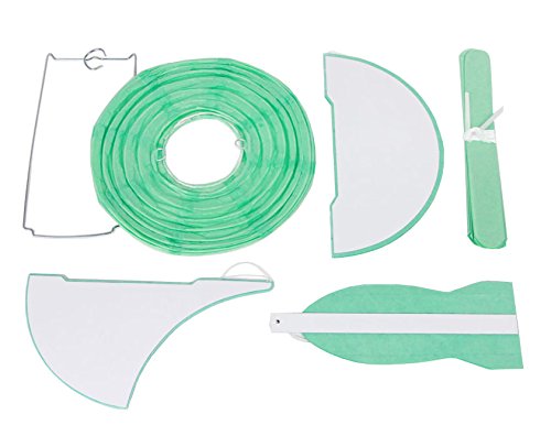 SUNBEAUTY Set Tissue Papier Pompom & Fan & Honeycomb Wabenball & Wassertropfen & Lampion Türkis Mint Serie Mixed Hochzeit Geburtstag Feier Party Dekoration - 3
