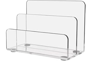 JIHUOO Aktenhalter aus transparentem Acryl, 2 Fächer, für den Schreibtisch, Brief-Organizer, Aktenordner, Dokumentensortierer, Schreibtischständer, Tischplatte, Zeitschriftenhalter