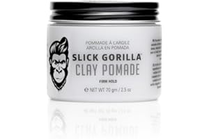Slick Gorilla Pomada de Arcilla para Hombres | 75 ml | Fijación Fuerte | Acabado Mate Natural | Pomada No Grasa para Cabello Texturizado, Ondulado o Grueso | Fácil de Lavar