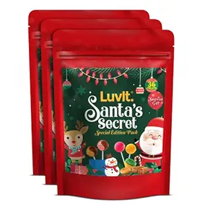 LuvIt Santas Secret Christmas Chocolates Pack | Surprise Gift Inside | Kids Gift Pack with Lollipop, Eclairs, Candies | Pack of 3 - 237g Each