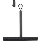 Brabantia Silicone Shower Wiper with Hook (Dark Gray) Anti-Stain Cleaning Wiper for Bathroom Glass, Plastic, Tiles - Double Ta