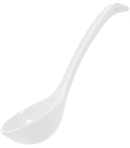 BUGUUYO Mestolo Da Zuppa In Porcellana Bianca Con Manico In Acciaio Antiscivolo Mestolo Ceramica Resistente Adatto Cucina Cinese Giapponese Ramen Pho - 4