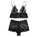 Produktbild Jaminy Damen Reizvolle Erotik Dessous Set Reizwäsche Spitze Bustier Lingerie Negligee Neckholder Babydoll Unterwäsche mit String Nachtwäsche Nachtkleid Kleid Dessous Set S-3XL (M, Schwarz)