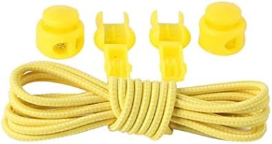 Unisex Women Men No Tie Shoelaces, Elastic Shoelaces Round Shoe Laces Trendy Sneakers Quick Locking Shoestrings for Kids by Kolylong (Yellow 2)