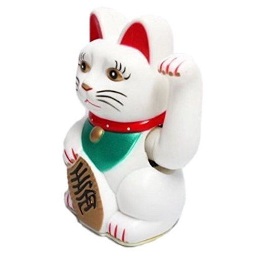 MIK funshopping Lucky Gato Maneki Neko (16 cm), Color Blanco