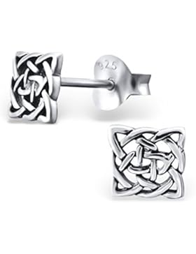 Silber Keltisch Knoten eckig Schlicht Ohrstecker