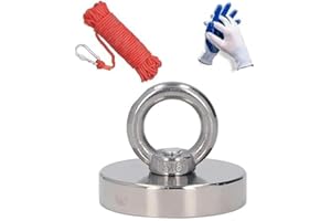 MAXBROTHERS Pesca magnetica, 500 lb, magnete al neodimio, potente strumento di pesca pesante con corda di salvataggio da 65 m, guanti durevoli per strumenti di recupero e ricerca di tesori