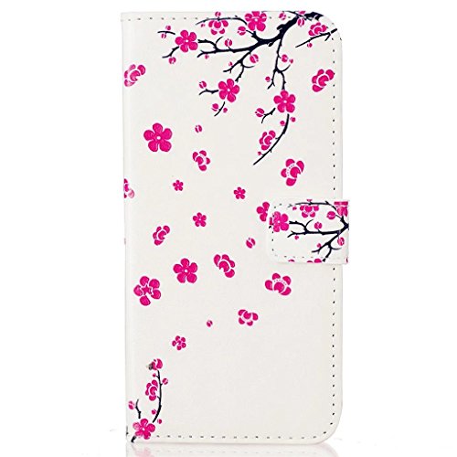 MUTOUREN für iphone 6 Plus/6S Plus (5.5 Zoll) Hülle Schutzhülle PU Leder Bookstyle Handyhülle Brieftasche Wallet Schale Portemonnaie Klapphülle mit Standfunktion Taschen kratzfeste Stoßfest Magnetic Snap Bumper Schale – Plum Blume + Stylus Touch Pen - 2