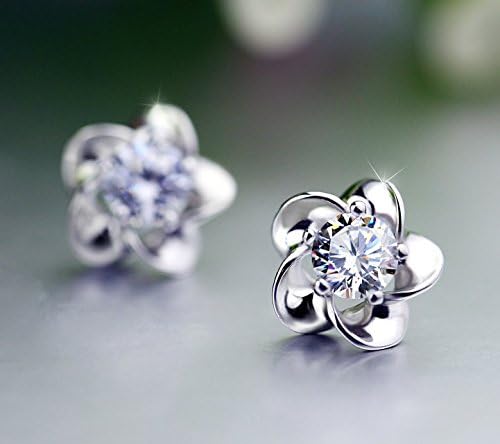 Sterling Silver Swarovski Elements Sparkling Diamond Flower Stud Earrings