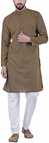 Indian Traditional Mens Linen Cotton Kurta Pyjama Set