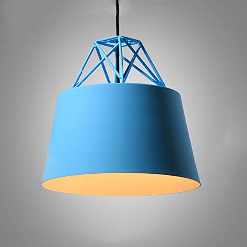 XJIH Scandinavian Modern Minimalist Work Office Restaurant Wrought Iron Fashion Single Head Bar Pot Lid Small Chandelier,Blue,30X28.5cm