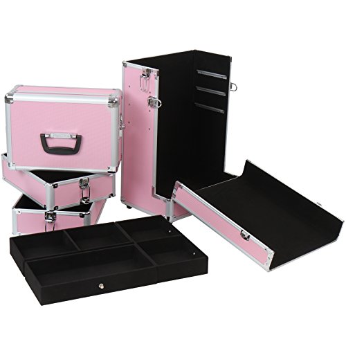 Vojagor Kosmetikkoffer Beautycase Kosmetiktasche Schminkkoffer Makeup Koffer Make Up Koffer Trolley Kosmetik Reiseaccessoires Trolley-System mit 2 Skaterrollen (Farbwahl) - 5