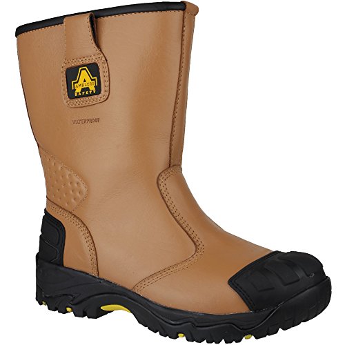 Amblers Safety Mens FS143 Leather Waterproof Safety Rigger Boots Brown