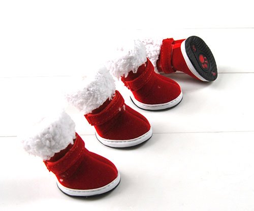 Smalllee Lucky Store Small Dog Pet Shoes Warm Christmas Walking